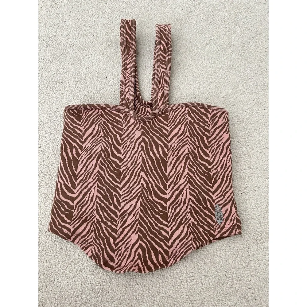 Free People FP Movement Womens Flutter Kick Tank Top Brown Zebra Print M/L